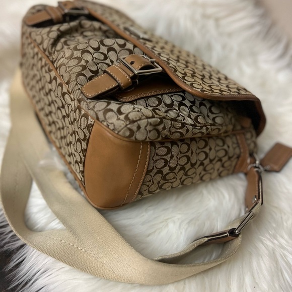 Coach Handbags - Coach Tan and Brown Monogram Bag #F70283